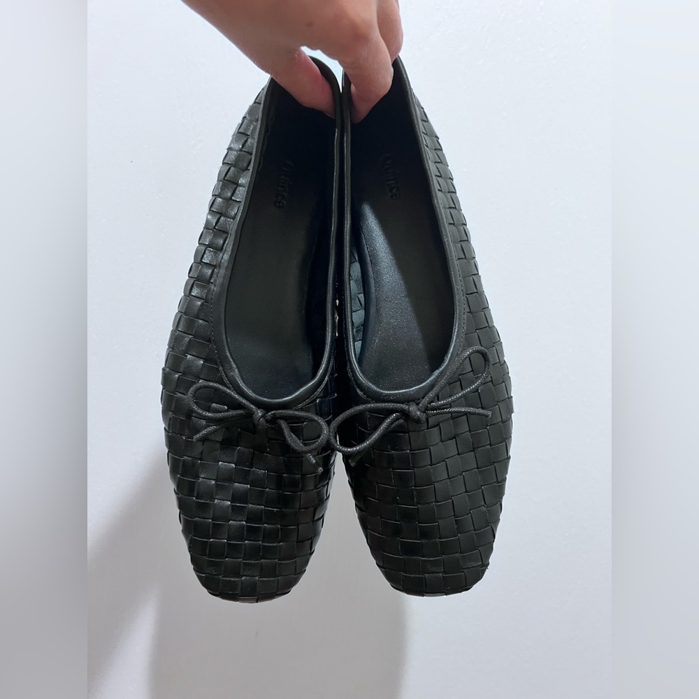 Quince Black Woven Leather Ballet Flats - Picture 3 of 13